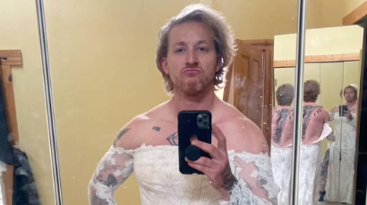 People Are Losing It As Man Models Ex S Wedding Dress To Sell It