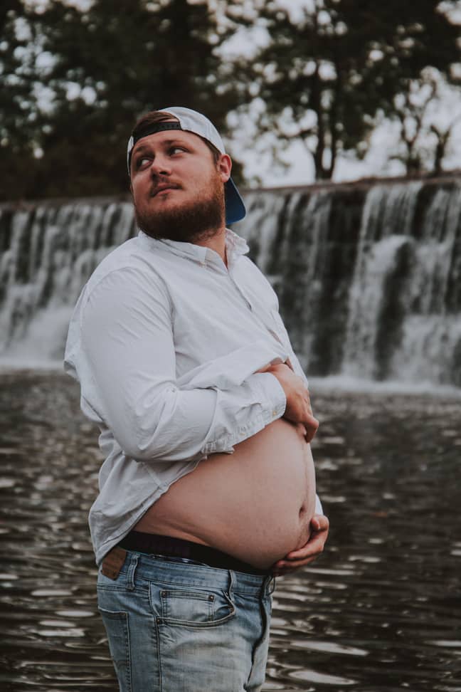 Dad-To-Be Poses With Beer Belly After Wife Was Too Sick To Attend ...