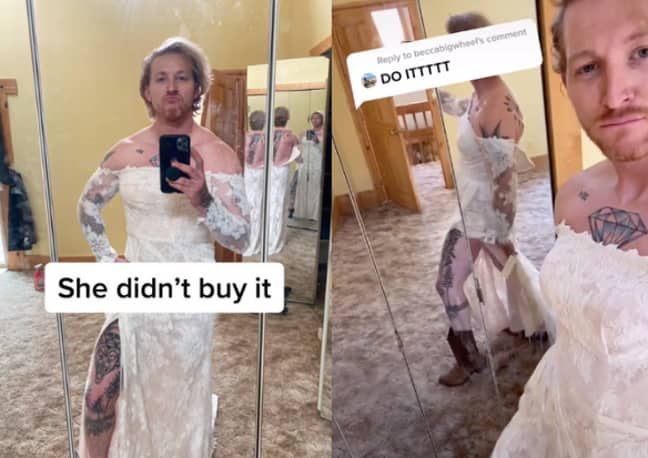 People Are Losing It As Man Models Ex S Wedding Dress To Sell It