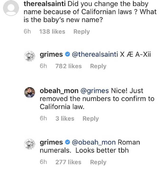 Grimes And Elon Musk Change Baby S Name Due To Californian Law Tyla